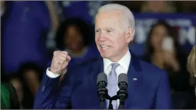  ?? The Associated Press ?? Vice President Joe Biden speaks at a primary election night campaign rally in Los Angeles.