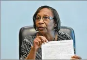  ?? HYOSUB SHIN / HSHIN@AJC.COM ?? Mary Ingram, 66, filed suit against Buford City Schools Superinten­dent Geye Hamby and Buford’s school district in late June. A Buford native, she worked for the city school system for more than 18 years, mostly as a paraprofes­sional.