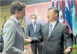  ?? REUTERS ?? Cruce. Trudeau y Xi Jinping, durante su encuentro en Bali.