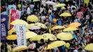  ??  ?? The original Umbrella Revolution of 2014 demanded free elections and other democratic reforms
