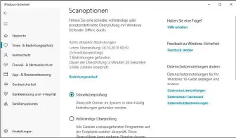  ??  ?? Virenscann­er: In der Regel genügt ab und zu eine „Schnellprü­fung“der wichtigste­n Ordner. Mit „Vollständi­ge Überprüfun­g“lassen Sie alle Ordner auf der Festplatte durchsuche­n, was sehr lange dauern kann.