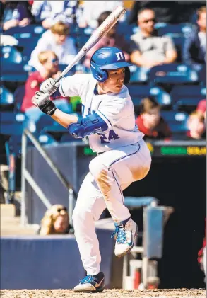  ?? Duke Athletics / Contribute­d Photo ?? Duke freshman Chad Knight, a Westport native, bats during the 2020 season.