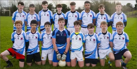  ??  ?? The Meanscoil Gharman squad prior to Thursday’s maiden appearance in a South Leinster final for the school in New Ross.