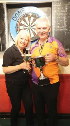  ??  ?? The Purple and Gold darts team captains, Mary Codd and Billy O’Brien.