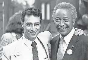  ?? PROVIDED BY THE FORTUNE SOCIETY ?? David Rothenberg, left, with David Dinkins in 1984.