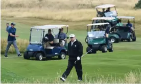  ?? Photograph: Andy Buchanan/AFP/Getty Images ?? Donald Trump at Turnberry in 2018. He bought the course in 2014 but the R&A decides who hosts the Open.