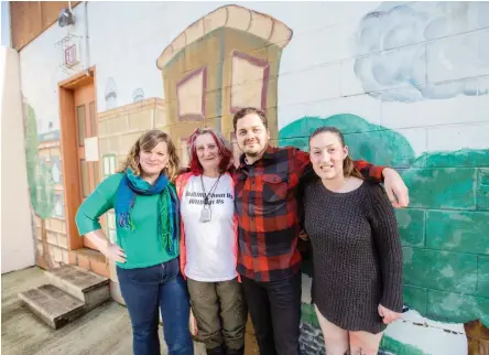  ??  ?? Shannon Whissell, left, Hillary Marks, Don Elliott and Gwyneth Dustan of the Greater Victoria Coalition to End Homelessne­ss Society. Lisa Crossman is also a member of the team.