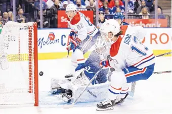  ?? KRISTOPHER CATSAROV/CANADIAN PRESS VIA AP ?? Montreal Canadiens center Max Domi (13), shown scoring a goal against Toronto on Saturday, has tried to be an example to anyone with Type 1 diabetes.