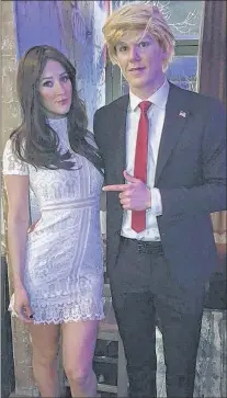 ?? THE CANADIAN PRESS/HO-LAUREN KYLE, INSTAGRAM ?? Much like the controvers­ial politician himself, Connor Mcdavid’s decision to dress as Donald Trump for a Haloween party has received a polarizing reaction on social media. This photo, posted Monday on an Instagram account belonging to Mcdavid’s...