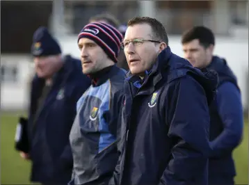  ??  ?? Wicklow Senior hurling coach Michael Neary and selector Timmy Collins can only watch asWexford run amok in Ashford.