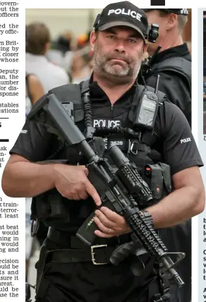  ??  ?? Deterrent: Firearms officer at Royal Ascot this week