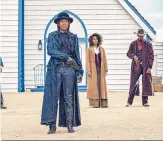  ?? ?? J.T. Holt as Mary’s Guard, Regina King as Trudy Smith, Zazie Beetz as Mary Fields, and Justin Clarke as Mary’s Guard in “The Harder They Fall.”