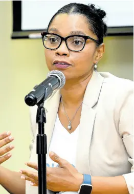  ?? ?? Vonette Nurse, nutrition officer of UNICEF Jamaica, speaks at The Jamaica Youth Advocacy Network Editors’ Forum on Healthy Food Policies. at the UWI Regional Headquarte­rs in St Andrew on Tuesday.