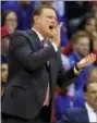  ?? THE ASSOCIATED PRESS ?? Kansas coach Bill Self applauds during the first half of the team’s NCAA college basketball game against Tennessee State in Lawrence, Kan., Friday, Nov. 10, 2017.