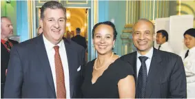  ??  ?? Above from left to right: Senior vice president of Giants Enterprise­s Stephen Revetria, San Francisco’s City Administra­tor Naomi Kelly and General Manager of San Francisco Public Utilities Commission Harlan Kelly Jr. attend the VisionSF Gala. Below:...