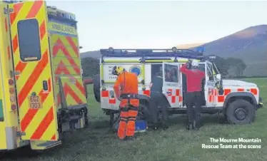  ??  ?? The Mourne Mountain Rescue Team at the scene