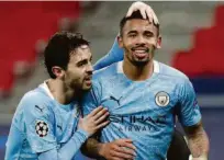  ?? Bernadett Szabo/reuters ?? Bernardo Silva e Gabriel Jesus foram protagonis­tas da vitória do Manchester City ontem