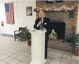  ?? BY EVELYN KERR ?? U.S. Ambassador Gilbert A. Robinson spoke about his years with President Ronald Reagan at the Rappahanno­ck Republican Reagan Dinner Saturday at the Washington Fire Hall.