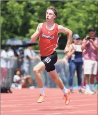  ?? Gregory Vasil / For Hearst Connecticu­t Media ?? Greenwich’s Andrew O’Donnell won the 400-meter run at the State Open on June 10.