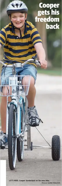  ?? Picture: GLENN FERGUSON ?? LET’S RIDE: Cooper Sunderland on his new bike.