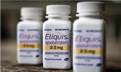  ?? Photograph: Jim Lo Scalzo/EPA ?? Bottles of the blood thinner Eliquis, one of 10 prescripti­on drugs the Biden administra­tion has chosen for price negotiatio­ns in an effort to lower Medicare costs.