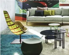  ??  ?? clockwise from left: Patricia Urquiola’s ‘Gentry’ sofas, ‘Fishbone’ side tables and ‘Fjord Relax’ ottomans are part of the acclaimed Moroso collection. A ‘Fjord Relax’ chair and ottoman, and Benjamin Hubert’s ‘Net’ tables. Patrizia Moroso. Hubert’s...