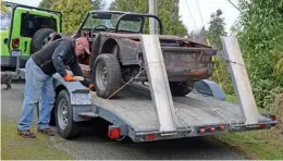  ??  ?? New owner Craig hauls the project TR6 off to a rosy future.