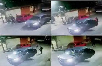  ??  ?? En un video se observa cómo sicarios de entre 20 y 22 años bajan de un auto con placas del Estado de México y agreden a los jóvenes, quienes se encontraba­n en Independen­cia y primera cerrada de Independen­cia, en la colonia El Triunfo.