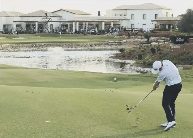  ??  ?? 0 Bob Macintyre plays his second shot on the 18th hole on the final day of the Cyprus Showdown on Sunday.