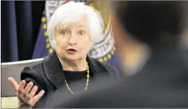  ?? JACQUELYN MARTIN / ASSOCIATED PRESS ?? The Federal Reserve, chaired by Janet Yellen, released minutes Thursday from its September meeting, when it held off from raising interest rates amid global market turbulence and persistent­ly low inflation.