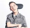  ??  ?? Sean Towgood, a Whitby actor with cerebral palsy, will star in Pulitzer Prize-winning play Cost of Living.