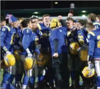  ?? BY JOHN BREWER JBREWER@ONEIDADISP­ATCH.COM @DISPATCHBR­EWER ON
TWITTER ?? Cazenovia players celebrate following a 40-0semifinal win over Oneida on Friday, Oct. 26.