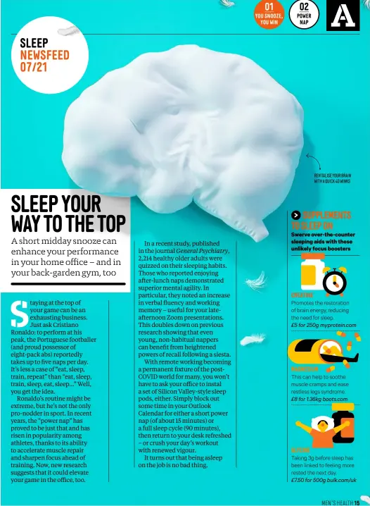  ??  ?? REVITALISE YOUR BRAIN WITH A QUICK 40 WINKS