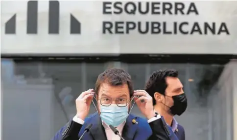  ?? EFE ?? Pere Aragonès comparecio ayer ante los medios tras una reunión de la ejecutiva de Esquerra