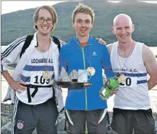  ?? Photo: Anthony MacMillan. ?? Top three finishers, from left,third-placed Nick Sedgwick, winner John Yells and second-placed Gregor Davidson.