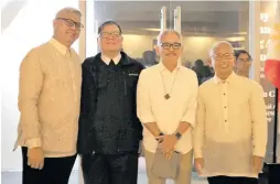  ??  ?? At the one-of-a kind exhibit opening National Artist for Music and Ramon Magsaysay Awardee Ryan Cayabyab, De La Salle-College of Saint Benilde (DLS-CSB) board member Br. Michael Valenzuela FSC, DLS-CSB President Br. Edmundo Fernandez FSC and DLS-CSB Center for Campus Art (CCA) Director Architect Gerry Torres