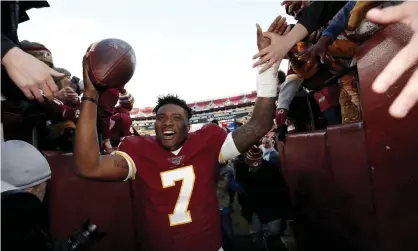  ?? Photograph: Alex Brandon/AP ?? Dwayne Haskins, seen here with Washington in 2019, ‘was always making people smile’ according to his former teammate TJ Watt.