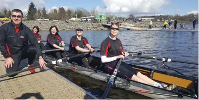  ??  ?? Leisure Rowers at Lough Rynn : Rosaleen Colsh (Stroke), Ailish Hackett, Grainne Dunne, Maire Hynes (Bow) and Ray Murtagh(Coach).