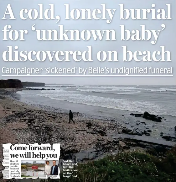  ??  ?? Sad: Bell beach and, left, the Mail report on the tragic find