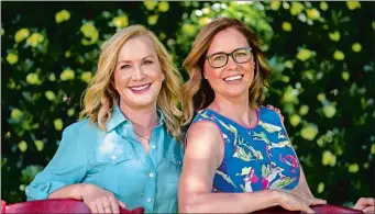  ?? JAE C. HONG/AP PHOTO ?? Angela Kinsey, left, and Jenna Fischer, friends and former co-stars of the comedy series “The Office,” pose for photos in Glendale, Calif., to promote their book “The Office BFFs: Tales of The Office from Two Best Friends Who Were There.”