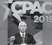  ?? MARK WILSON/TNS ?? Vice President Mike Pence said Friday that the choice in the next election is “between freedom and socialism.”