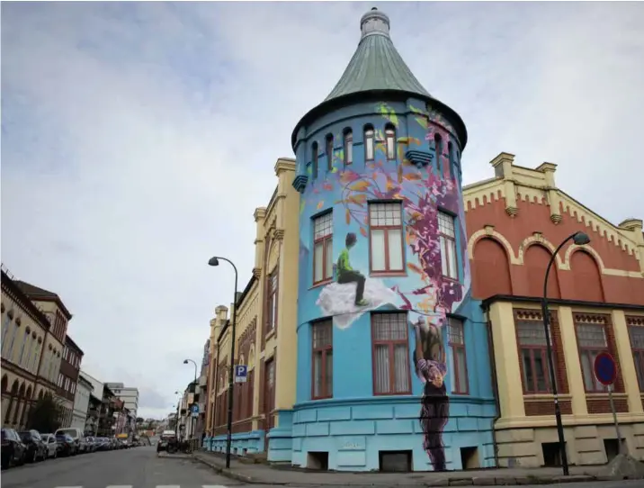  ?? ARKIVFOTO ?? Musikkens hus ble på forsommere­n dekorert av gatekunstn­ere, til manges begeistrin­g. Men bygget har større historisk verdi enn som så, mener byantikvar og fylkeskons­ervator.