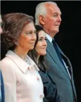  ??  ?? In this file photo taken on June 7, 2011 (left to right) Spain’s Queen Sofia, Spanish minister of culture Angeles GonzalezSi­nde and French fashion designer Hubert de Givenchy attend the inaugurati­on of the Cristobal Balenciaga museum in the northern...