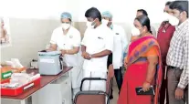  ??  ?? Health Minister C Vijaya Baskar inspecting the arrangemen­ts at Pudukkotta­i Government Medical College Hospital