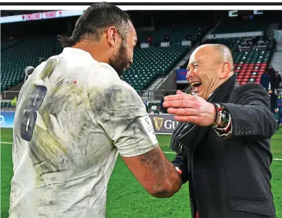  ?? GETTY IMAGES ?? No more Mr Nice Guy? Former England boss Eddie Jones embraces No8 Billy Vunipola