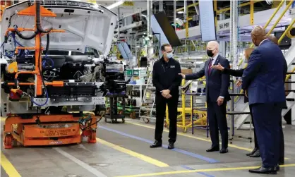  ?? ?? Joe Biden toured the General Motors electric vehicle assembly plant in November. Photograph: Jonathan Ernst/Reuters