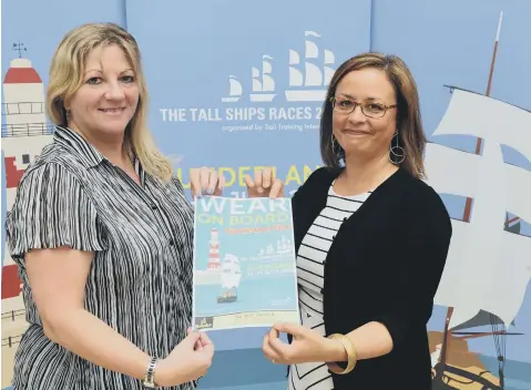  ??  ?? Johnston Press North East Editorial Director Joy Yates, left, and Tall Ships Project Director Michelle Daurat.