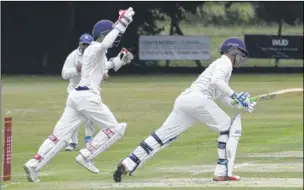 ?? Picture: Paul Amos FM4839847 ?? Tenterden’s Leus du Plooy caught by Kent Academy keeper Ollie Robinson off the bowling of William MacVicar for 15 against Beckenham