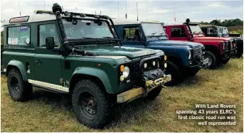  ??  ?? With Land Rovers spanning 43 years ELRC’S first classic road run was well represente­d