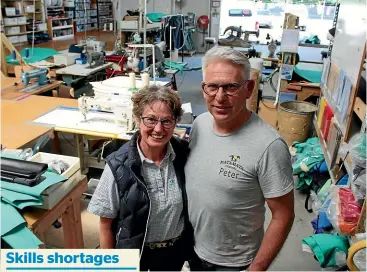  ?? KELLEY TANTAU/ STUFF ?? Debra and Peter Gates are so keen to grow their saddlery business that they’re willing to train up staff in the ‘‘lost art’’ of sewing.